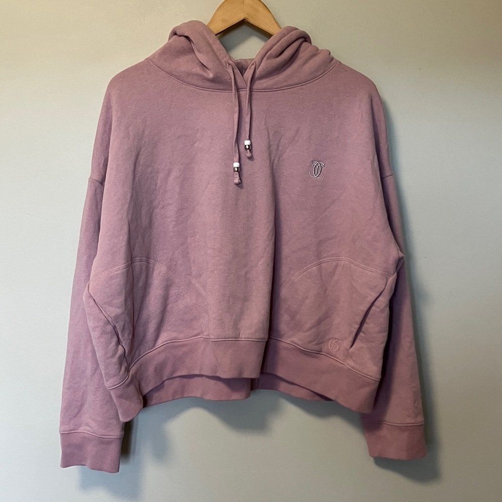 Greyson Cropped Mauve Hoodie with Embroidered Logo